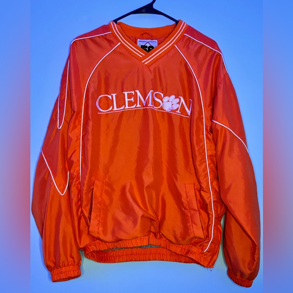 58 sport Mens Clemson Pullover, vibrant, orange with zippers and pockets
